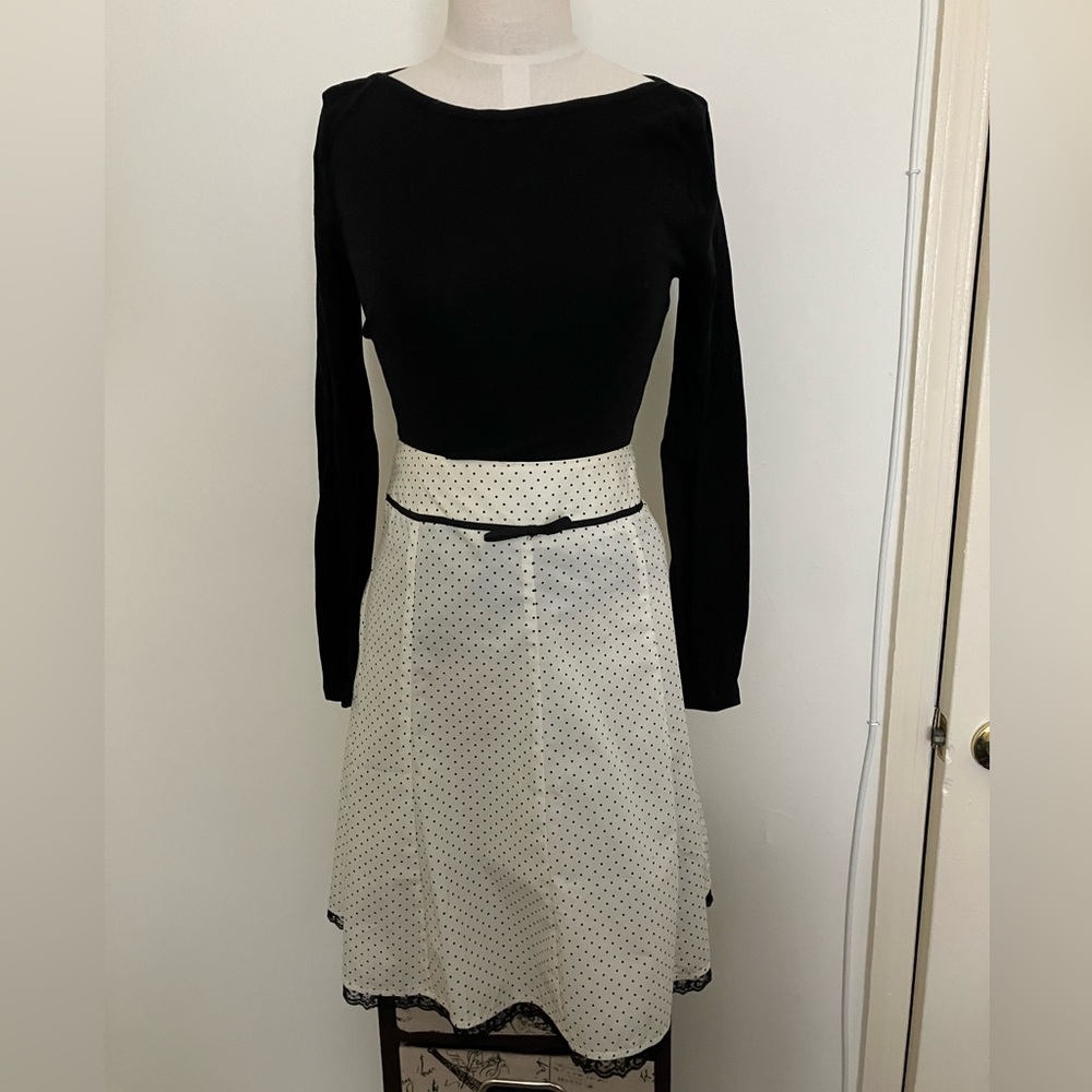 Juniors white w/ black polka dot skirt, ls tee & tank (price is for all 3)